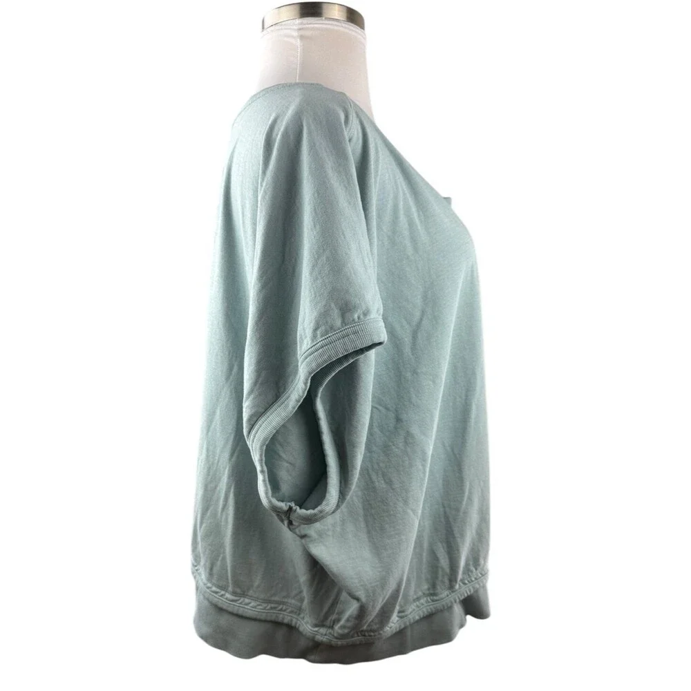 ✨2/$20 Athleta Sundown Shirred Pale Blue Pullover SS Sweatshirt Plus Size 3X - Picture 7 of 10